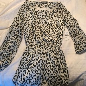 Nordstrom Black and White Leopard Print Romper
